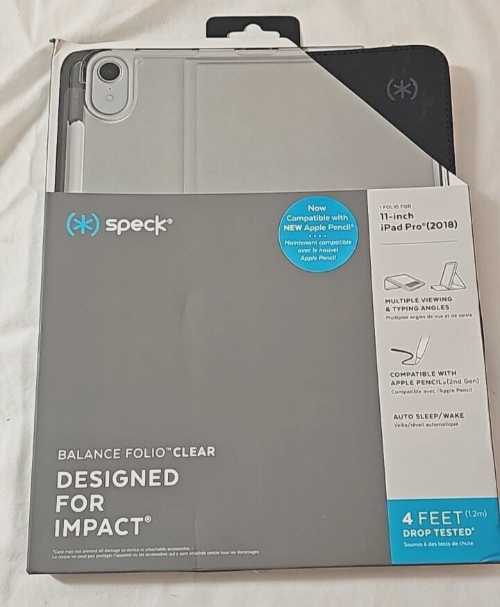 Speck Balance Folio Clear for iPad Pro 1st Gen 11" 2018 Apple Pencil Stand Cover