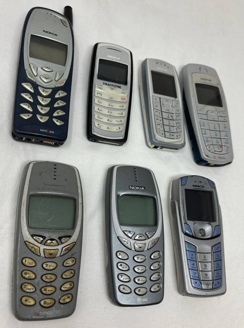 7 Lot Vintage Nokia 2125 3360 6820 3120 6010 Bar Collectible Wholesale GSM As Is