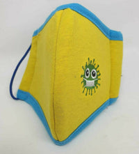 Unisex Yellow Blue Cotton Face Mask For Kids Youth Reusable Mouth Cover