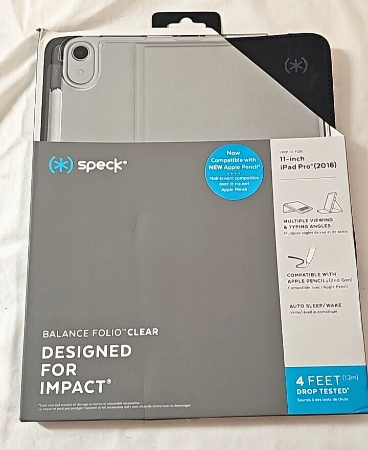 Speck Balance Folio Clear for iPad Pro 1st Gen 11" 2018 Apple Pencil Stand Cover