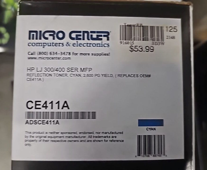 Reflection Replace Print Toner Cartridge Cyan 2600 PG YIELD For HP LJ 300 400