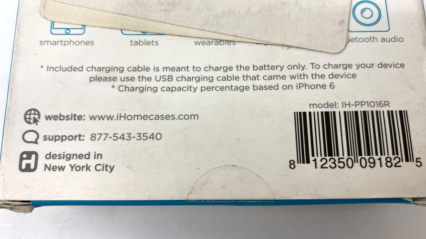 iHome Rechargeable External Portable Battery Charger Power Bank 10000 mAh Red