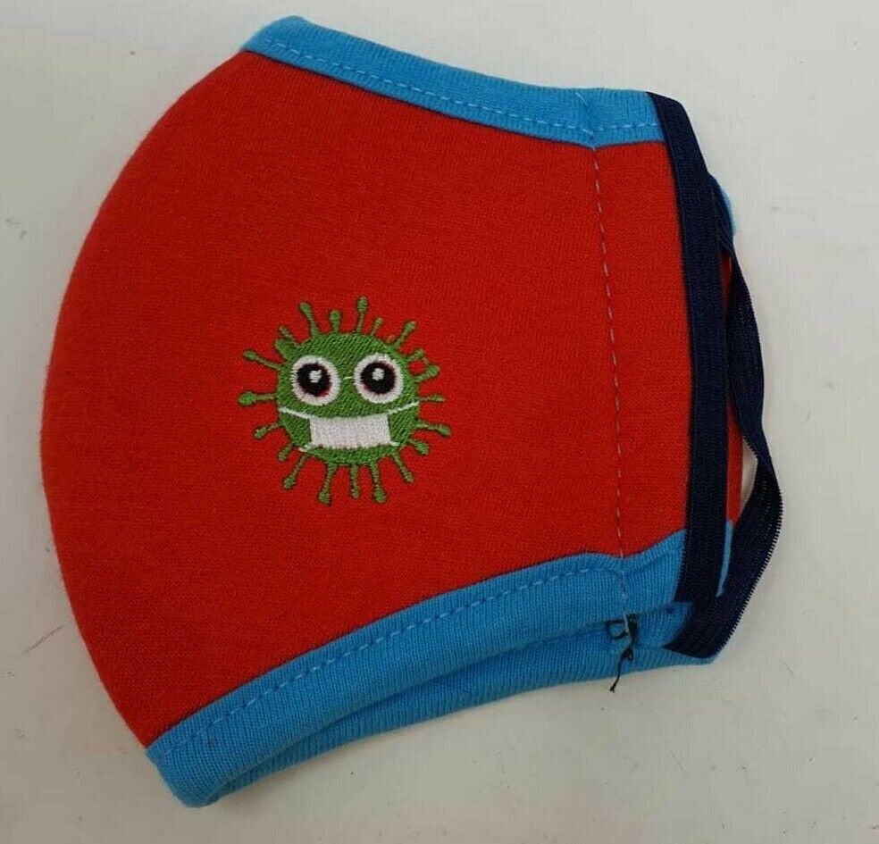 Reusable Cotton Face Mask Protective Red Coral Light Blue Mouth Cover for Kids