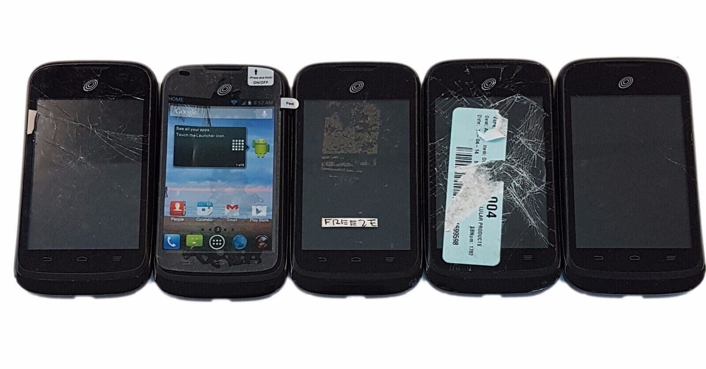 5 Lot ZTE Whirl Z660G Tracfone Wireless Android Smartphone GSM 3G 4 GB Used