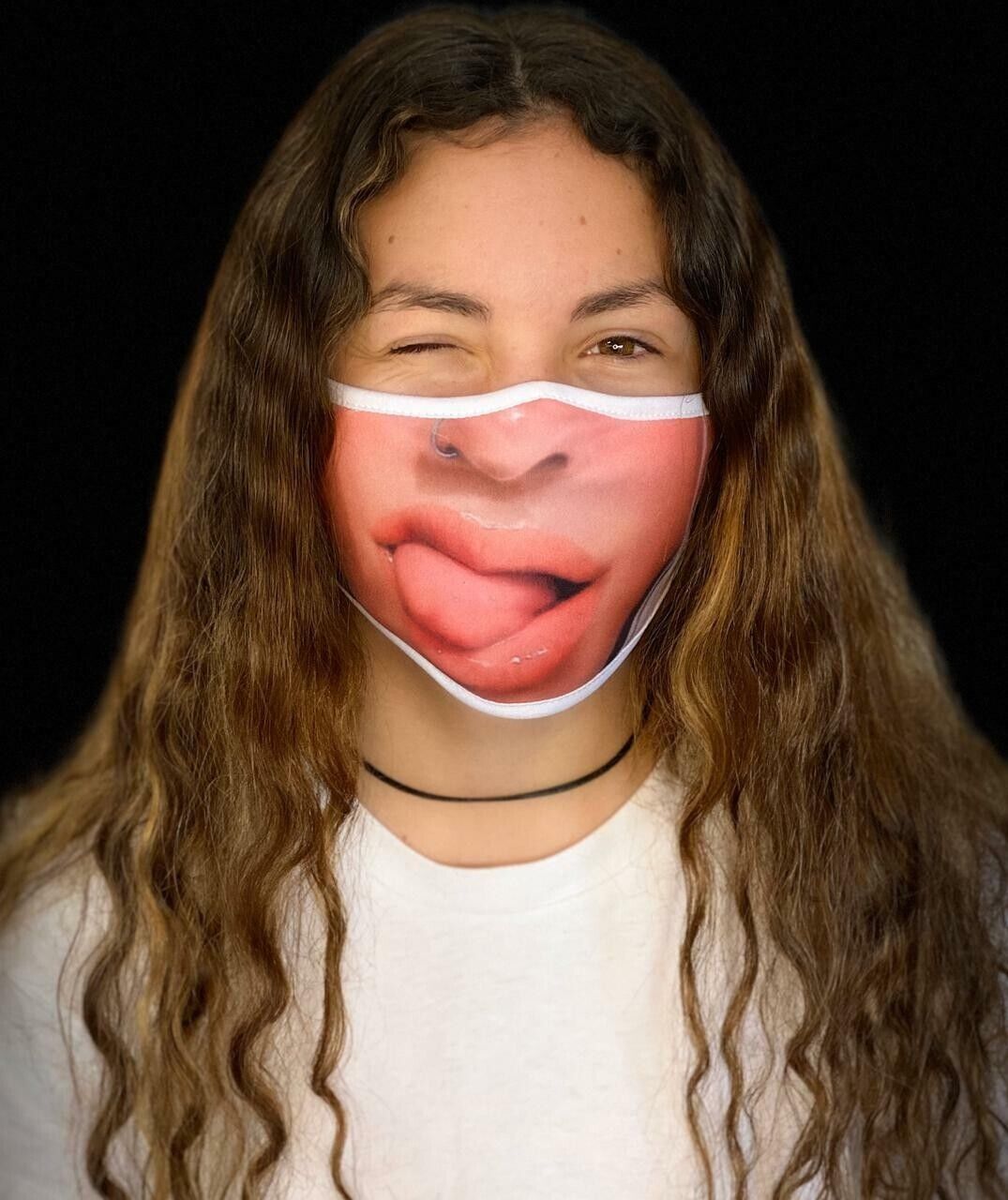 Face Mask Washable Reusable Crazy Design Tong Out Miley Cyrus Nose Ring for Kids