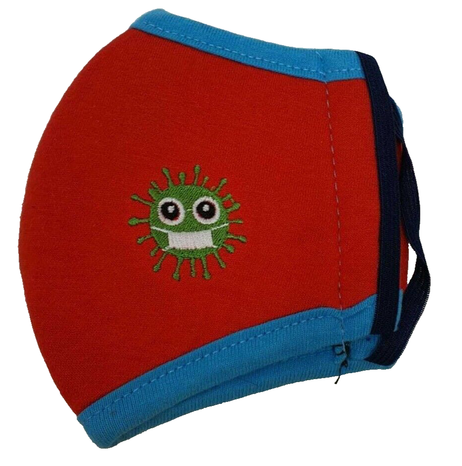 Reusable Cotton Face Mask Protective Red Coral Light Blue Mouth Cover for Kids