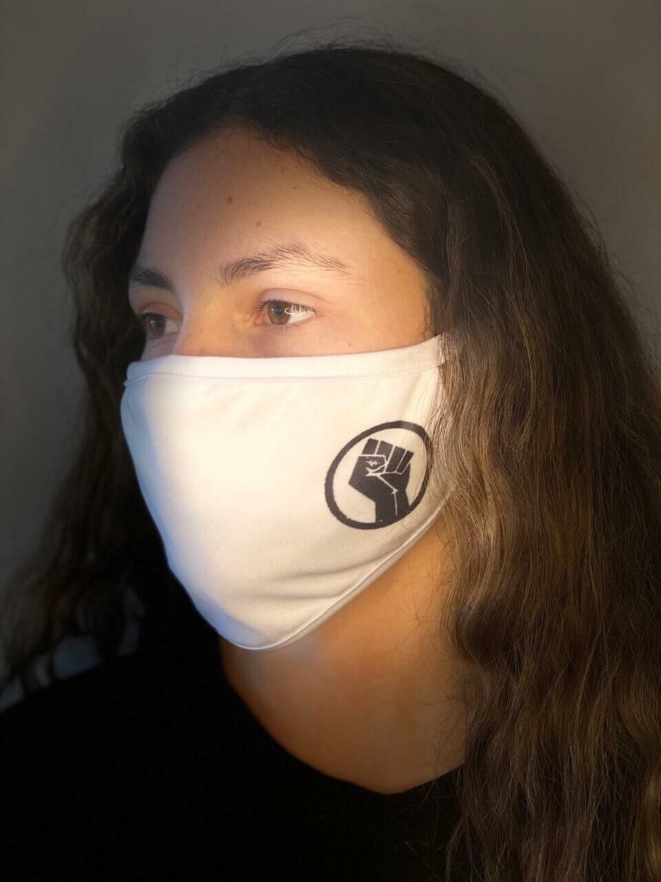 Black Lives Matter Face Mask BLM Side Logo Reusable Mouth Cover Protection White