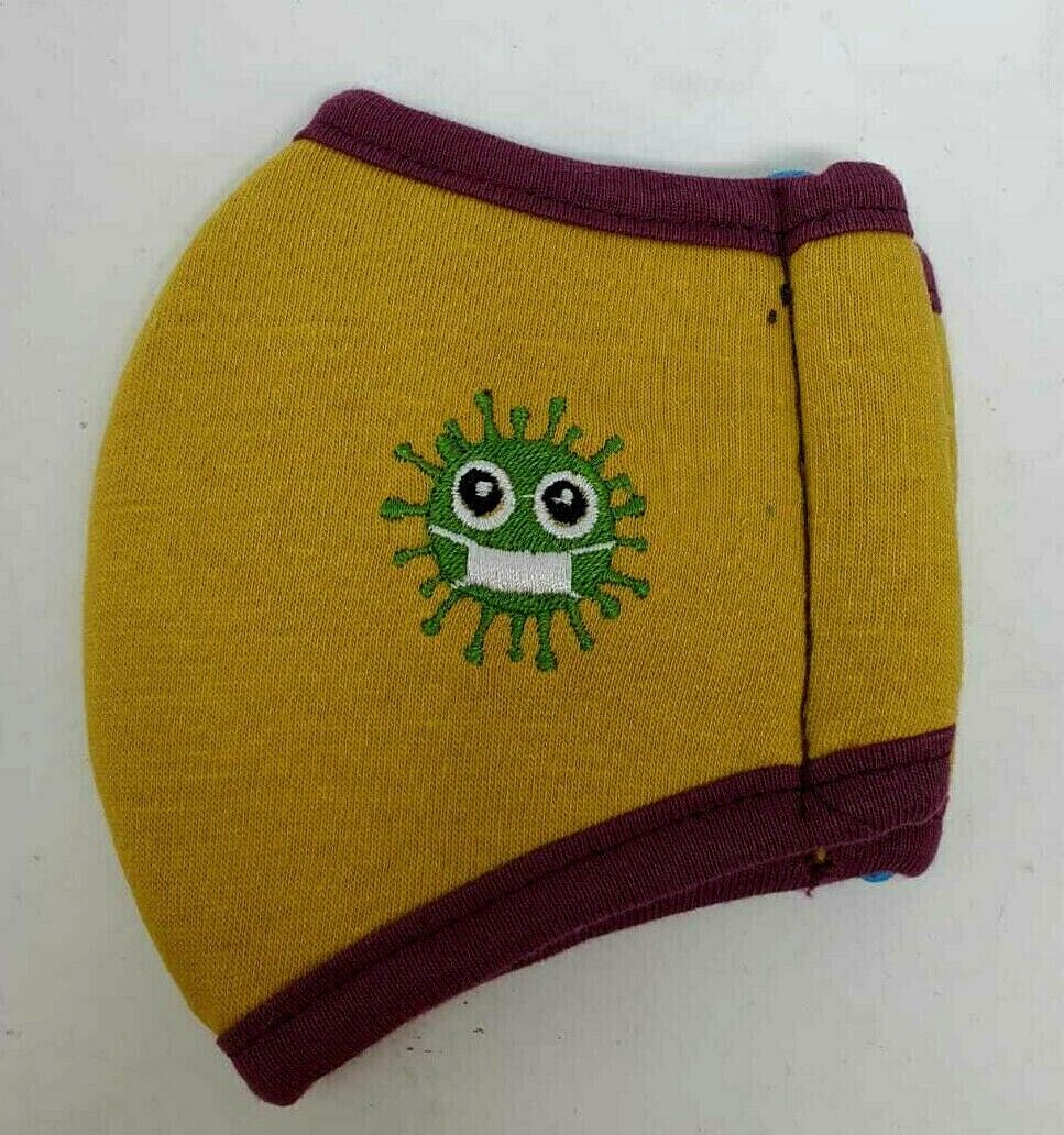 Unisex Yellow Cotton Face Mask Washable Mouth Cover Protection For Kids