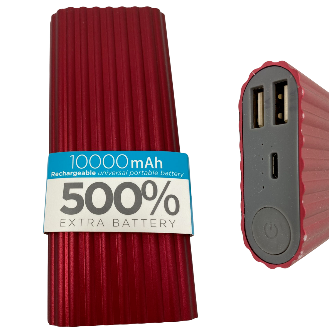 iHome Rechargeable External Portable Battery Charger Power Bank 10000 mAh Red