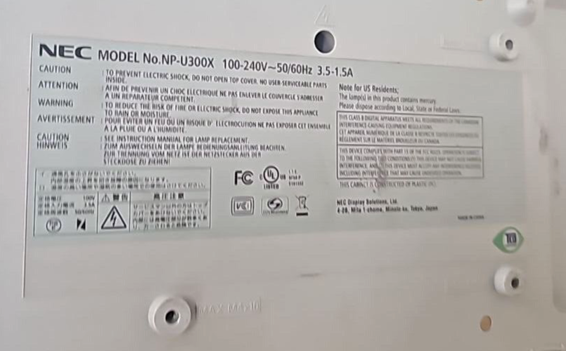 Nec U300X Ultra Short-Throw DLP Projector HDMI 3000 ANSI Lumens White READ