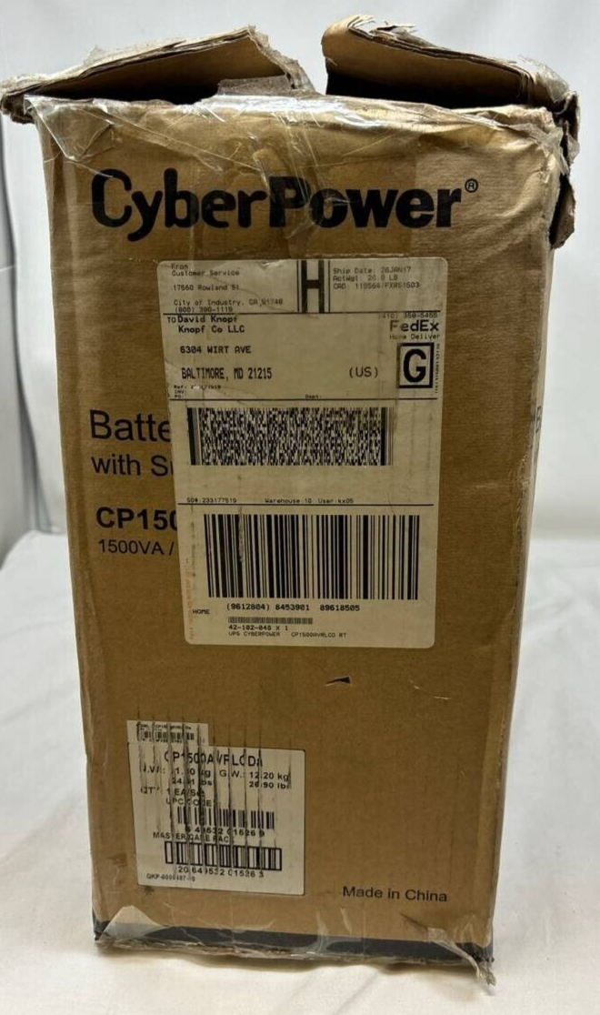 CyberPower CP1500AVRLCD Intelligent LCD UPS AVR Mini Tower System 900W 1500VA