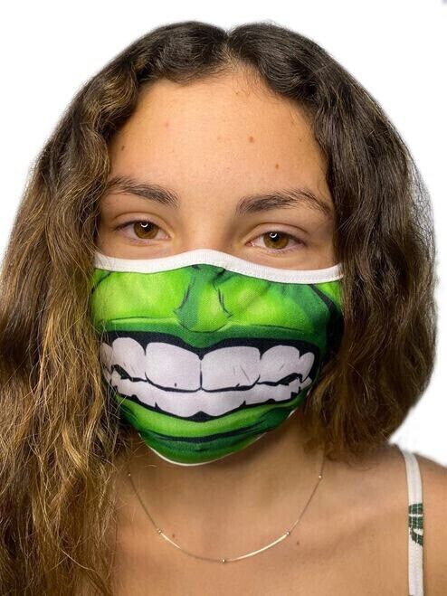 Reusable Hulk Smile Face Mask Superhero Fun Protective Mouth Cover for Kids