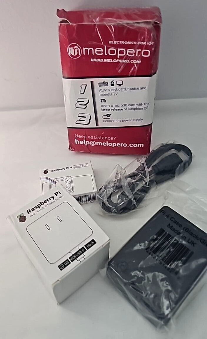 Melopero Model B USB C Power Supply & Case Fan HDMI Cable for Raspberry Pi 4