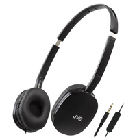 JVC Flats On Ear Wired Headphones Flat Foldable with Remote and Microphone Black