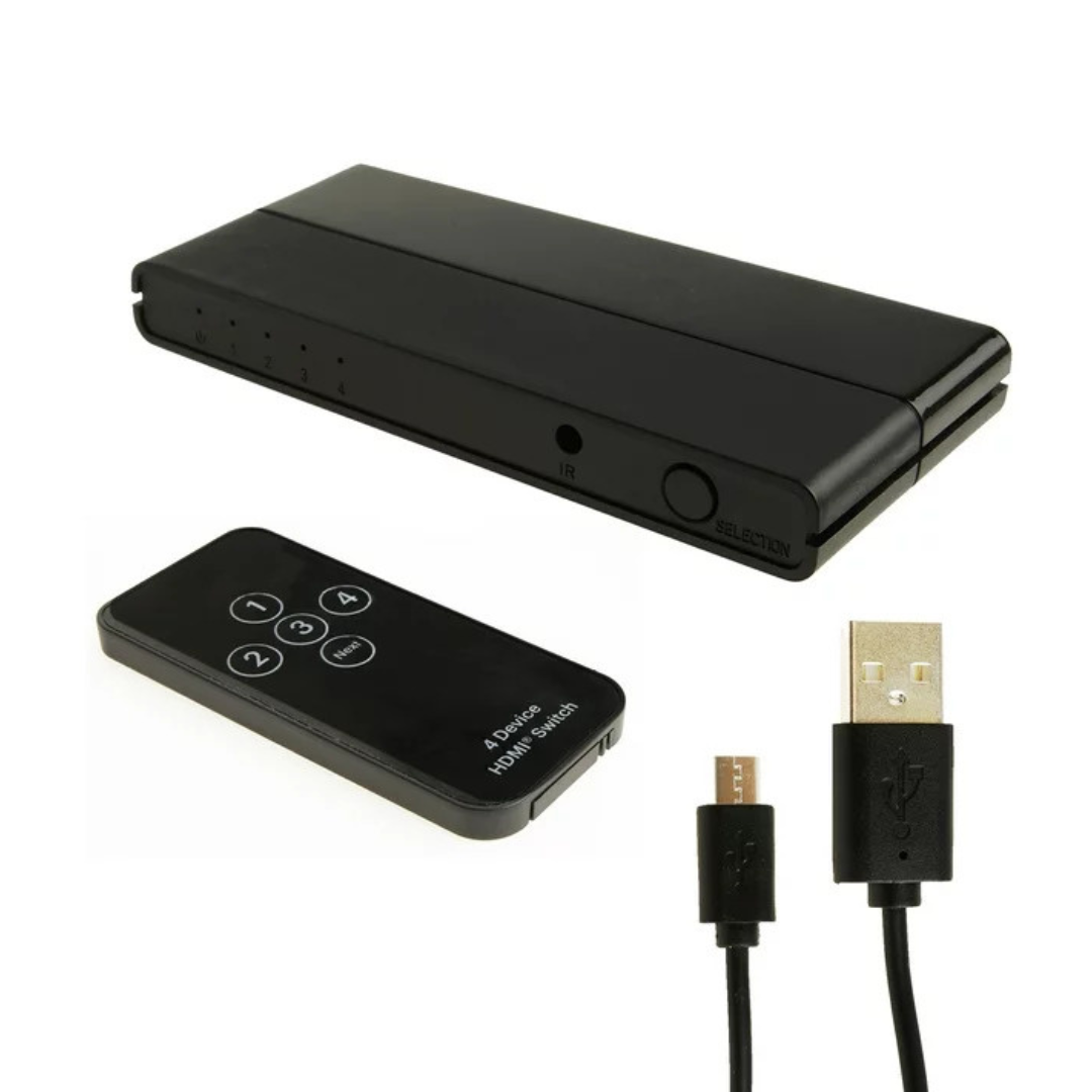 Watch onn 4 Device HDMI Switch with Remote Control for TV Projector Stream Box