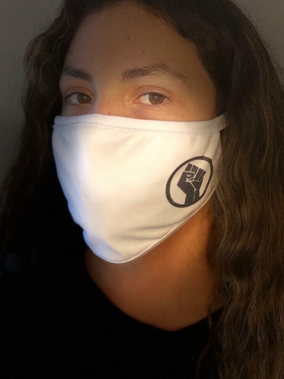 Black Lives Matter Face Mask BLM Side Logo Reusable Mouth Cover Protection White