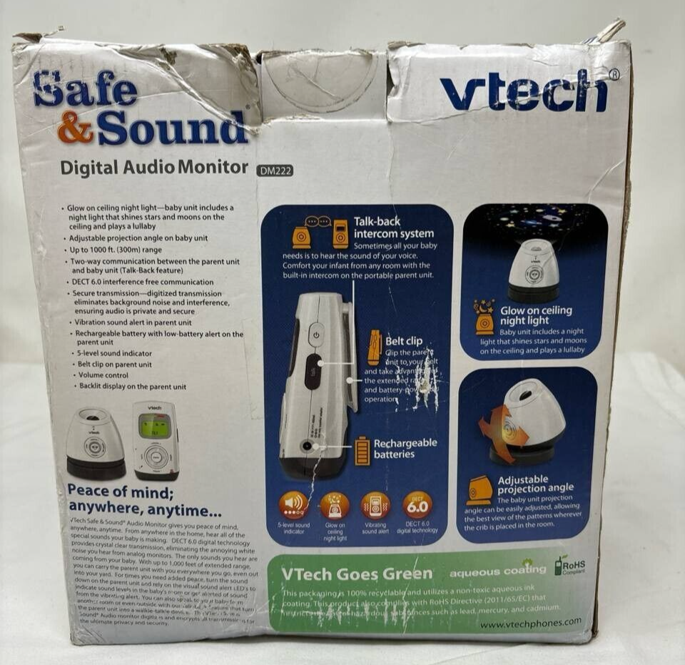 Vtech DM222 Digital Audio Baby Monitor Talk Back with Ceiling Night Light Glow