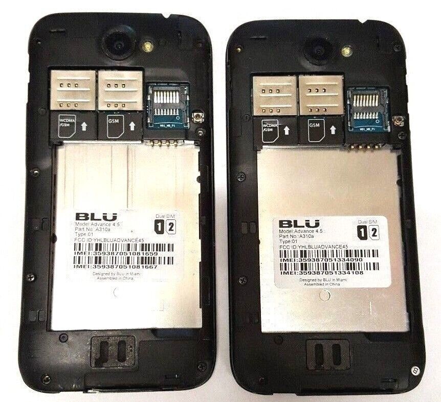2 Lot Blu Advance 4.5 A310a 3G Cell Phone Android Replacement Smartphone Unlock