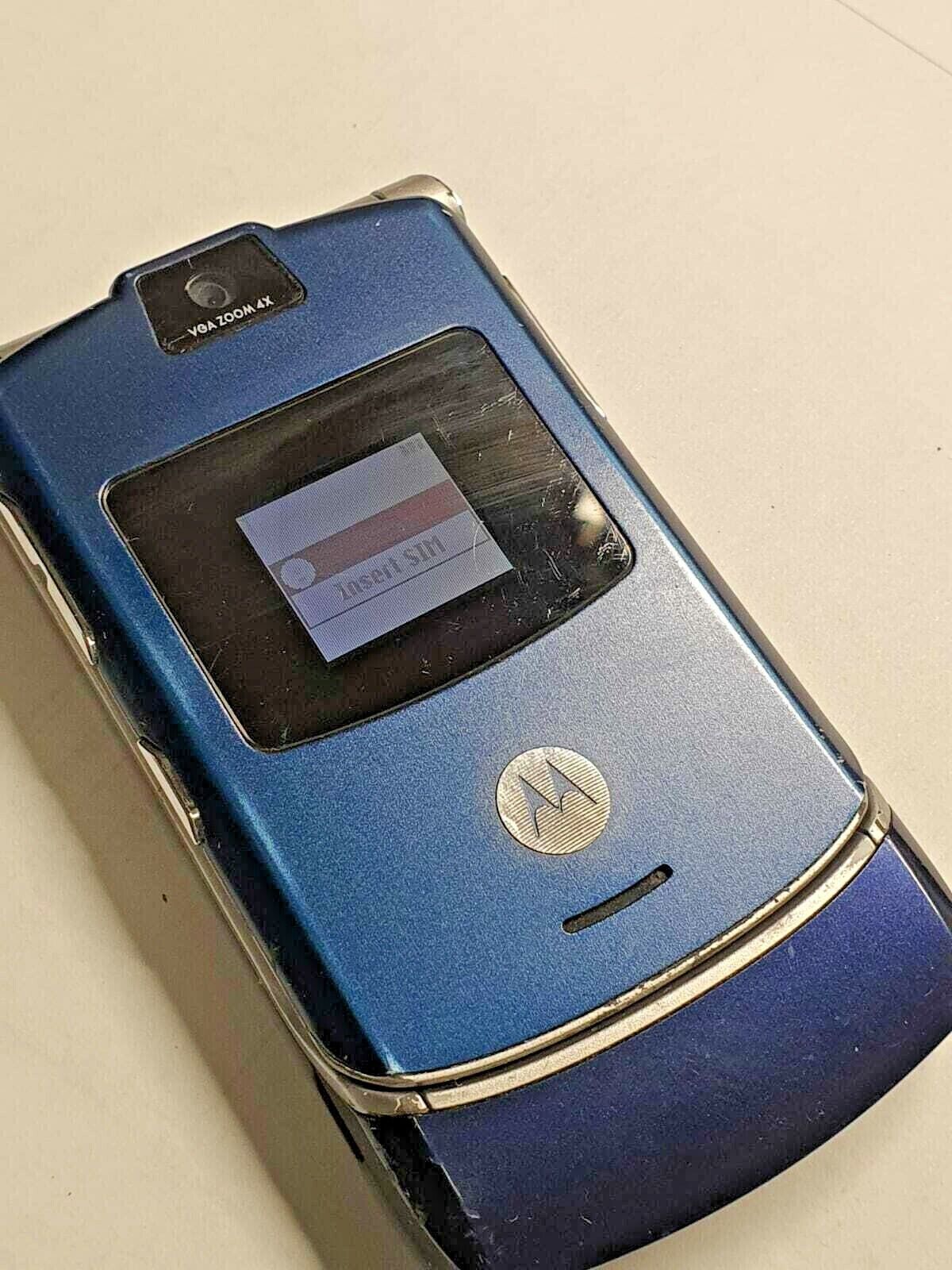 Motorola V3 Phone RAZR ATT Cingular Flip SMS EMAIL GPRS BLUE SLIM GSM QuadBand