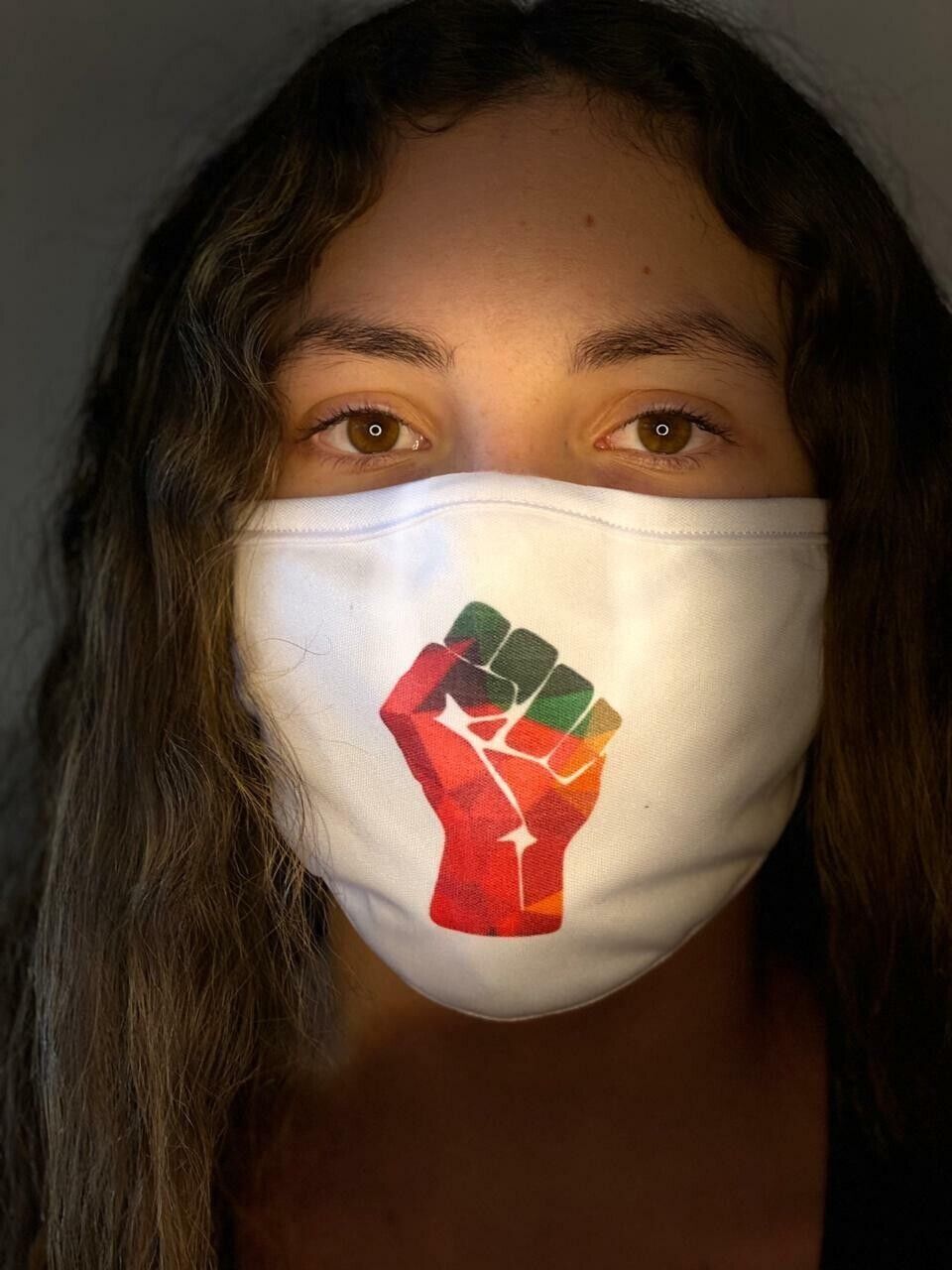 BLM Black Life Matter Reusable Face Mask Colorful Logo Dry Fit Mouth Cover White