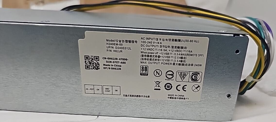 240W Power Supply Unit for Dell Optiplex 3040 3046 3650 3656 5040 7040 SFF