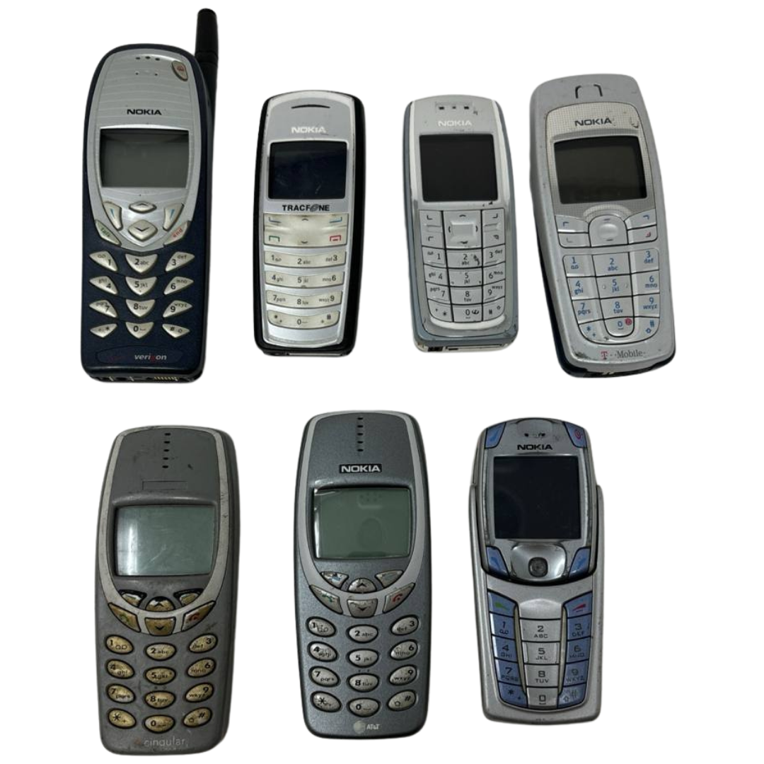 7 Lot Vintage Nokia 2125 3360 6820 3120 6010 Bar Collectible Wholesale GSM As Is