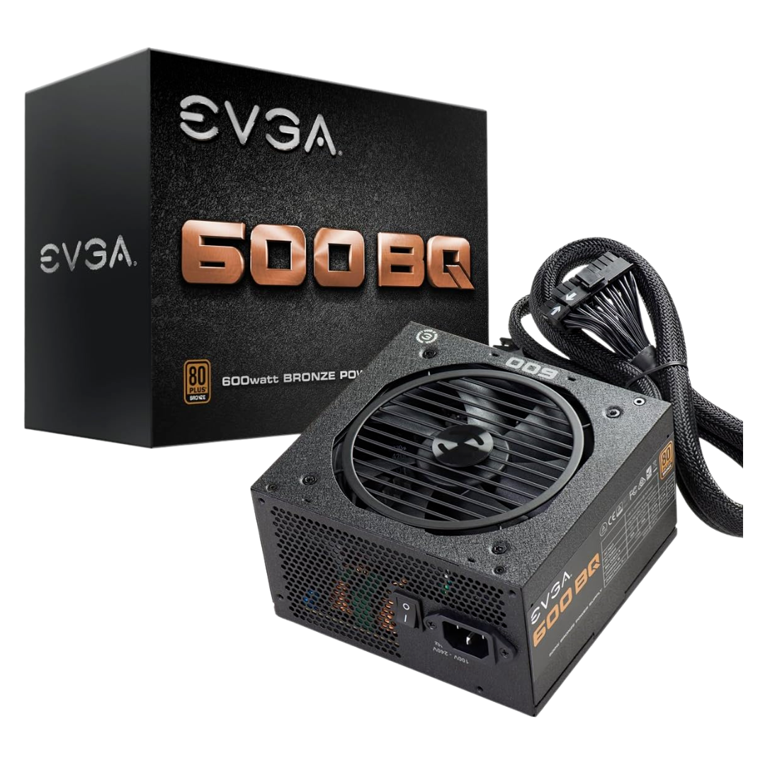 EVGA 600 BQ 80 + Plus Bronze 600W Semi Modular FDB Fan Power Supply PSU OEM