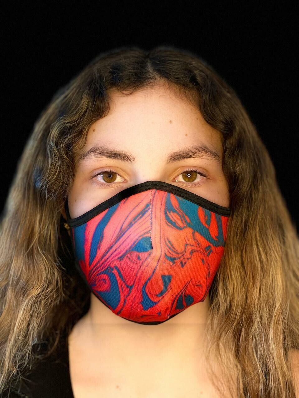Shaped Blue Red Coral Face Mask Protective Reusable Mouth Cover for Kids
