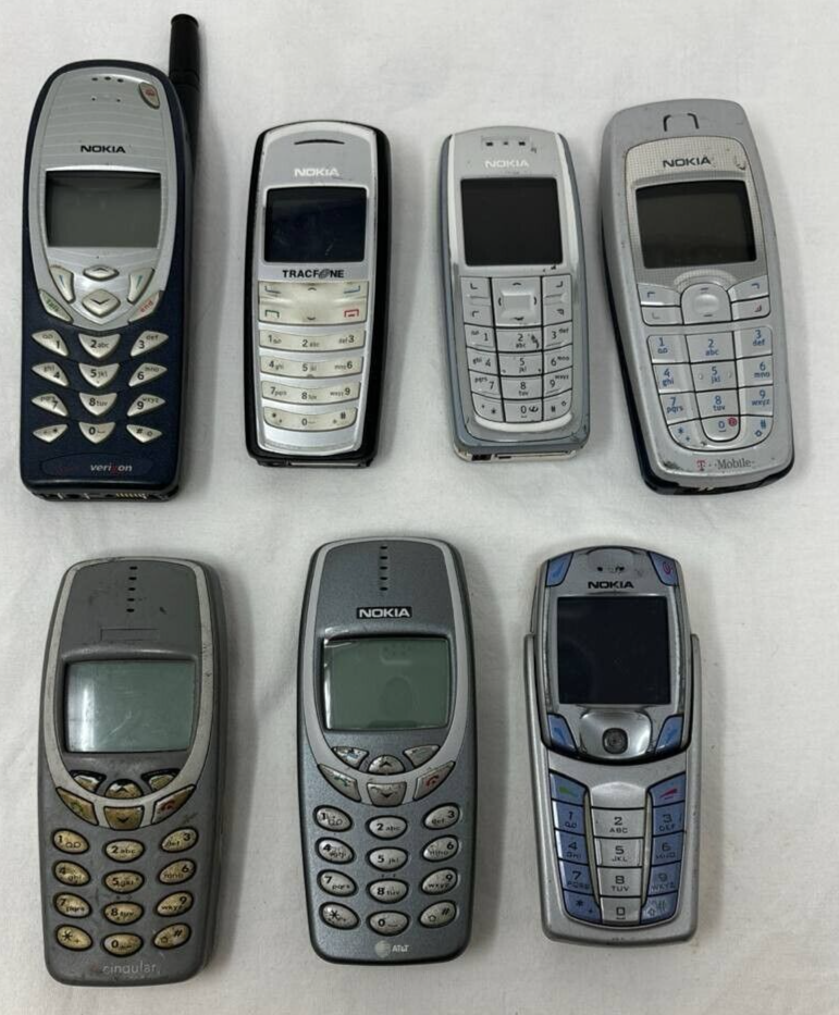 7 Lot Vintage Nokia 2125 3360 6820 3120 6010 Bar Collectible Wholesale GSM As Is