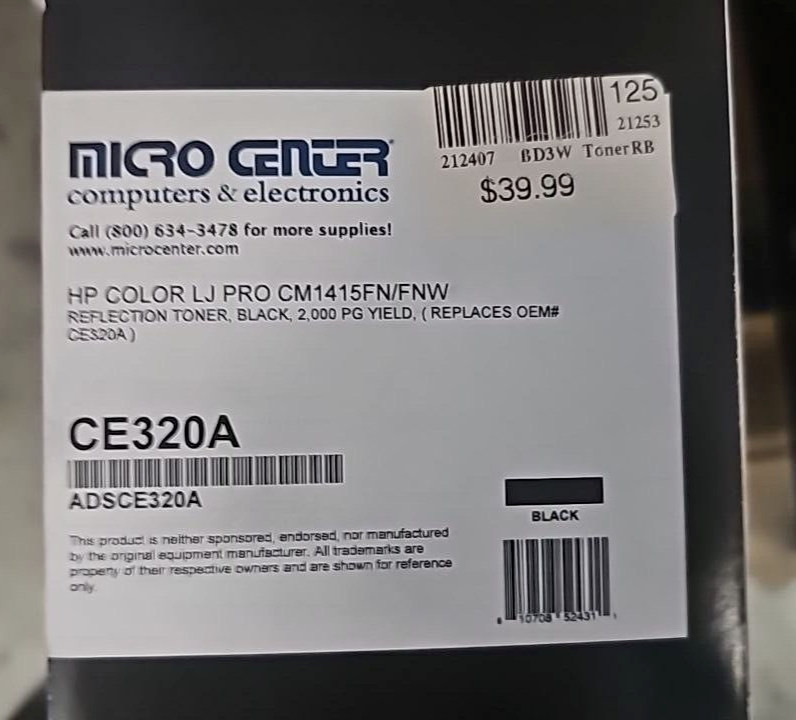Reflection CE320A Replace Print Toner Cartridge 2000 PG YIELD HP LaserJet Pro