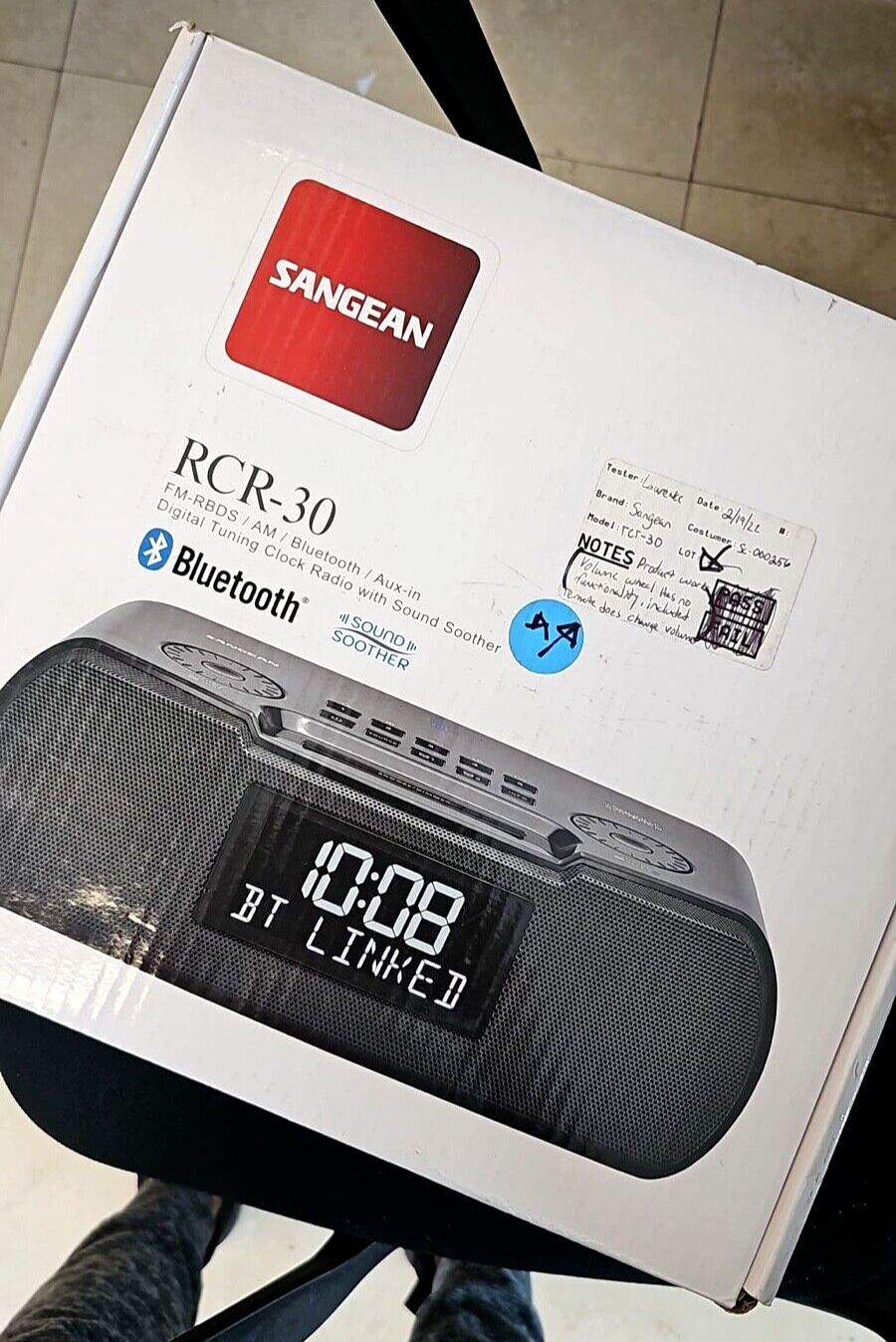 Sangean RCR- 30 Digital Tuning Clock Radio FM AM Bluetooth Aux USB Soother READ