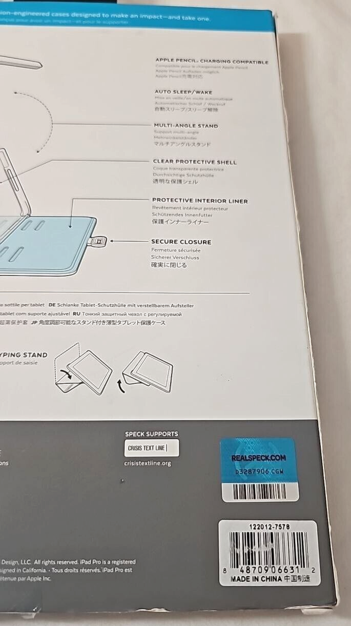 Speck Balance Folio Clear for iPad Pro 1st Gen 11" 2018 Apple Pencil Stand Cover