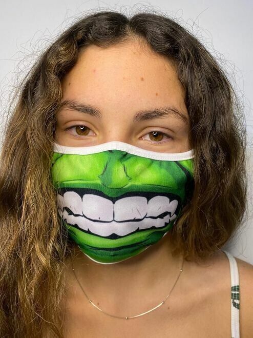 Reusable Hulk Smile Face Mask Superhero Fun Protective Mouth Cover for Kids