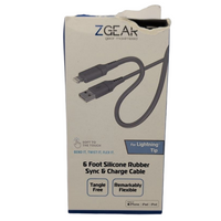ZGear 8 Pin Cable 6ft Silicone Rubber Sync and Charge USB Cable for iPhone Gray
