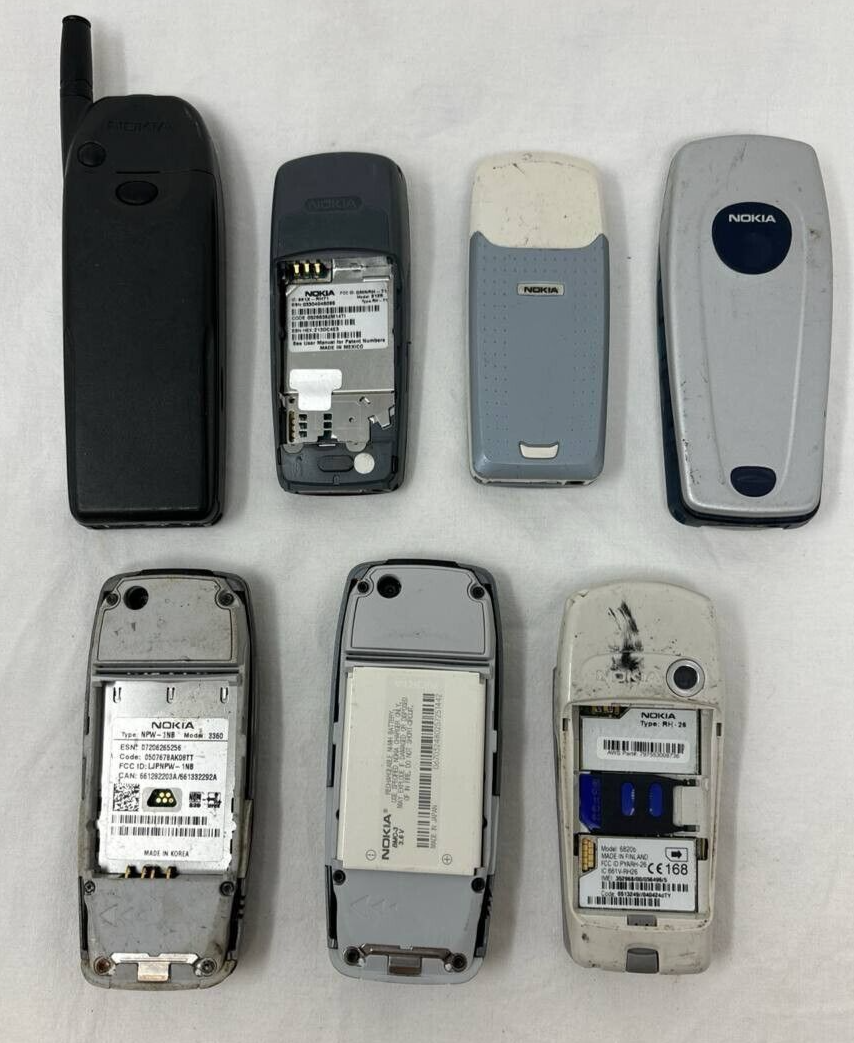 7 Lot Vintage Nokia 2125 3360 6820 3120 6010 Bar Collectible Wholesale GSM As Is
