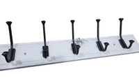 27” Solid Wood Wall Hook Rack 5 Iron Hooks Coat Hat Backpack Organizer Modern