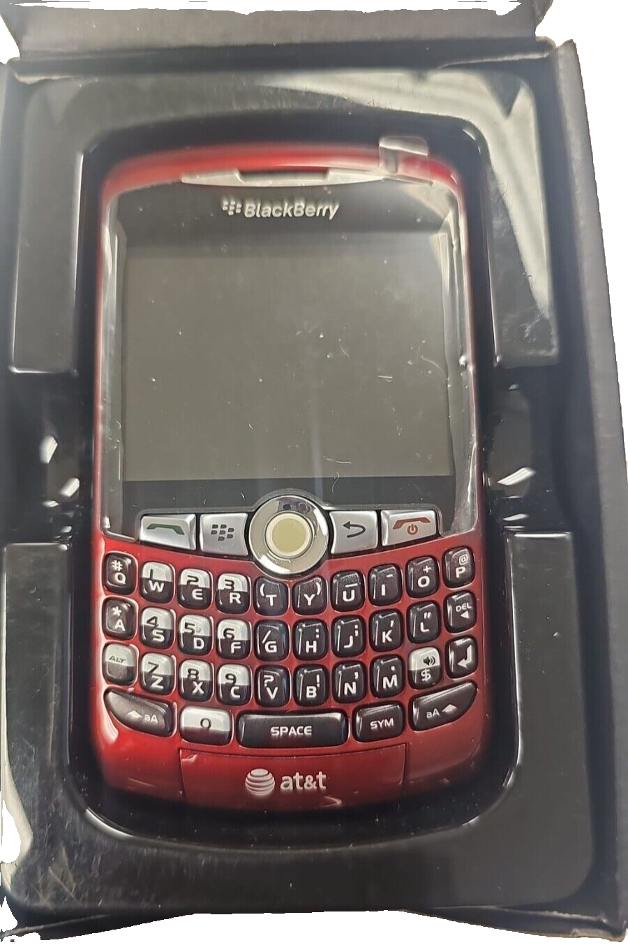 BlackBerry Curve 8310 Titanium Cell Phone Unlocked Complete Qwerty Trackball Red