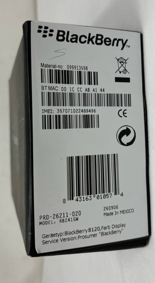 BlackBerry Pearl 8120 Cellphone 2MP 2G GSM Unlocked 2.2" LCD Silver Gray