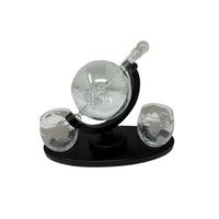 Glass Set Crystal Globe Decanter Liquor Carafe for Whisky Vodka Wooden Stand Kit