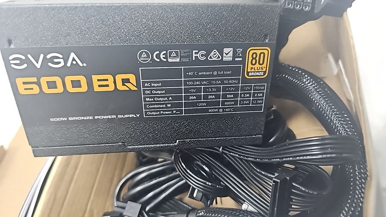 EVGA 600 BQ 80 + Plus Bronze 600W Semi Modular FDB Fan Power Supply PSU OEM