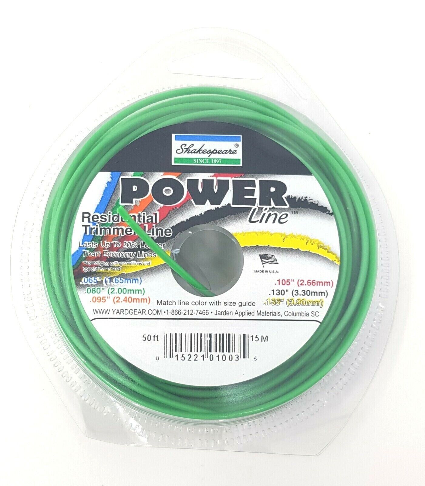 Shakespeare Power Line Residential Trimmer Line .080 2.00 mm 50ft or 15M Long