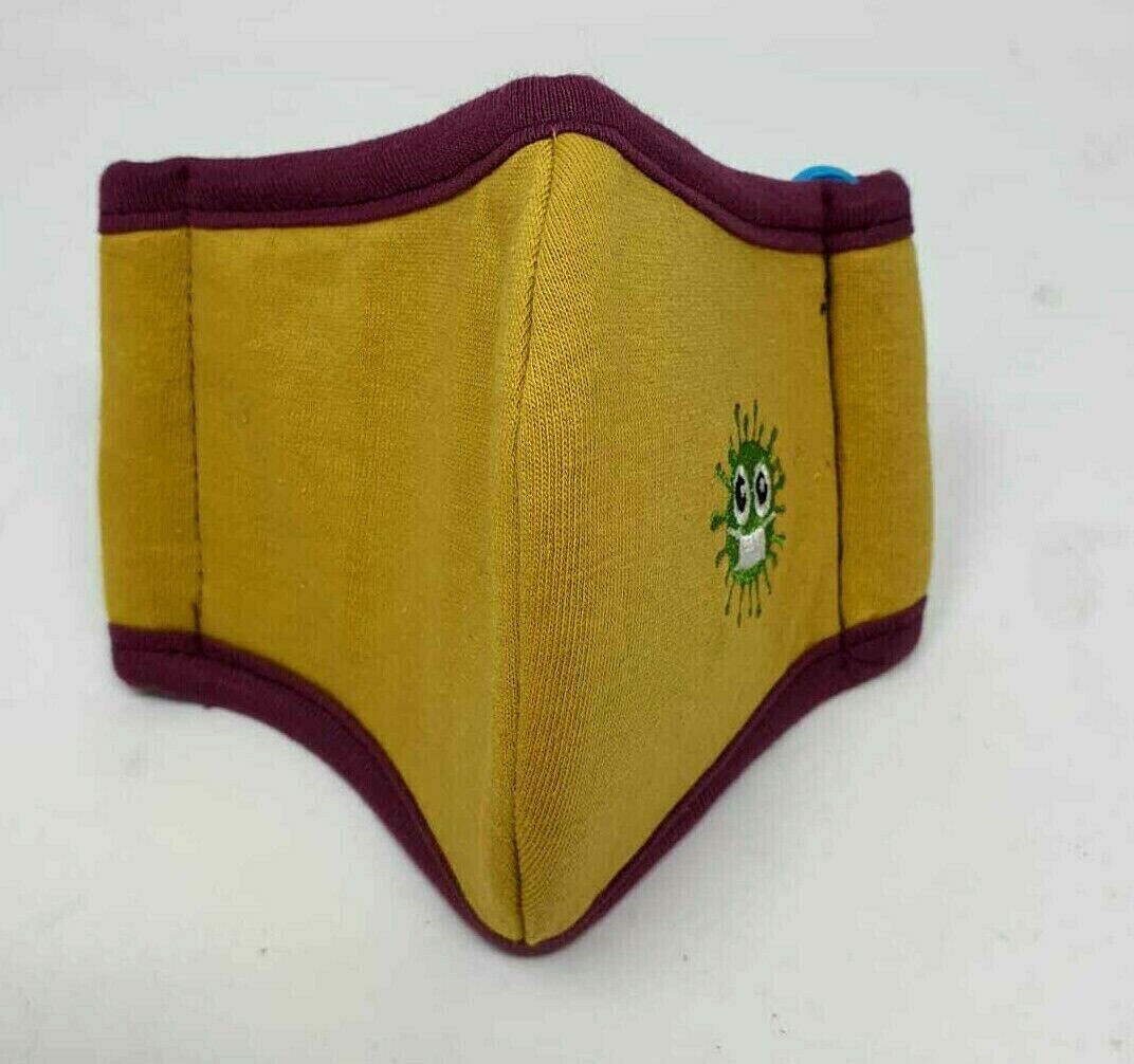 Unisex Yellow Cotton Face Mask Washable Mouth Cover Protection For Kids