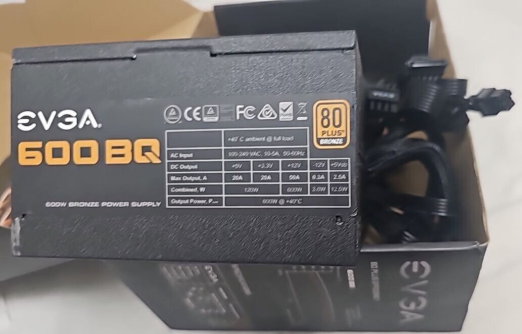 EVGA 600 BQ 80 + Plus Bronze 600W Semi Modular FDB Fan Power Supply PSU OEM