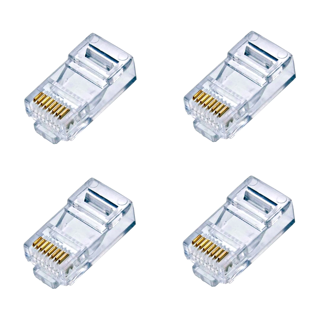 100 Units RJ-45 Plug CAT 6 Internet Connector for Network Cable Clear Plastic