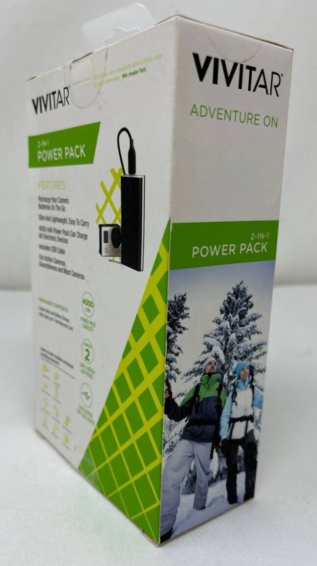 Vivitar Adventure On 2 in 1 Power Pack 4000mAh Battery Charger for GoPro HERO9