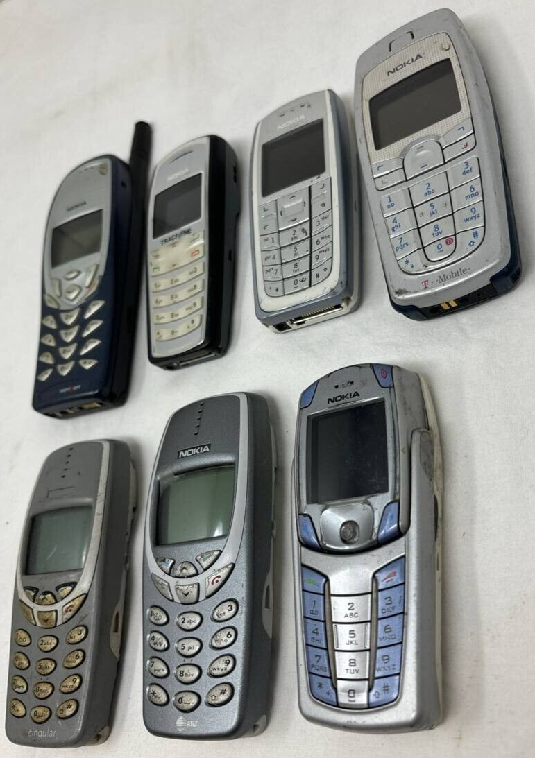 7 Lot Vintage Nokia 2125 3360 6820 3120 6010 Bar Collectible Wholesale GSM As Is