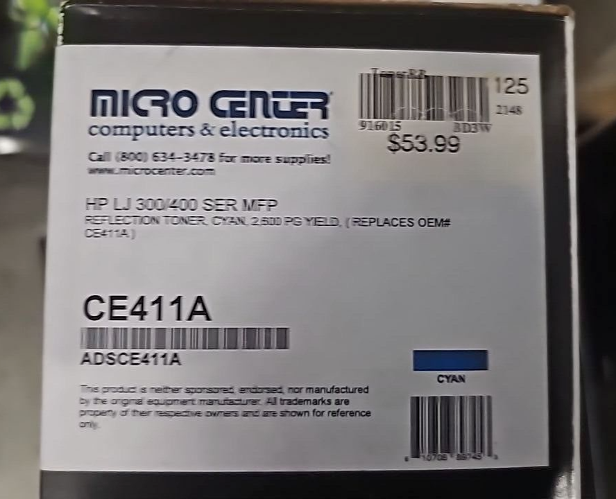 Reflection Replace Print Toner Cartridge Cyan 2600 PG YIELD For HP LJ 300 400