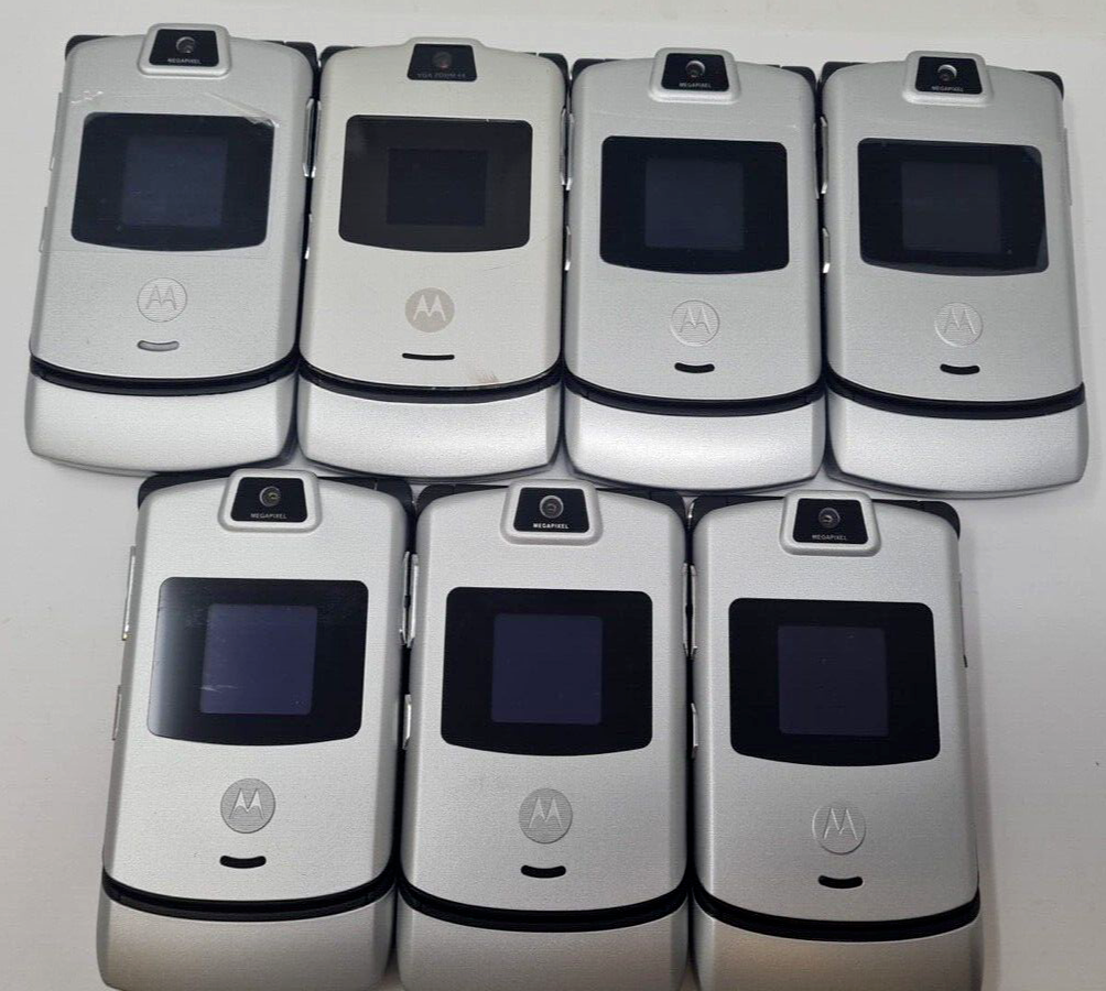 7 Lot Motorola Razr V3m Verizon Silver Used Wholesale Phone connection problems