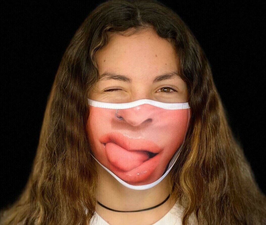 Face Mask Washable Reusable Crazy Design Tong Out Miley Cyrus Nose Ring for Kids