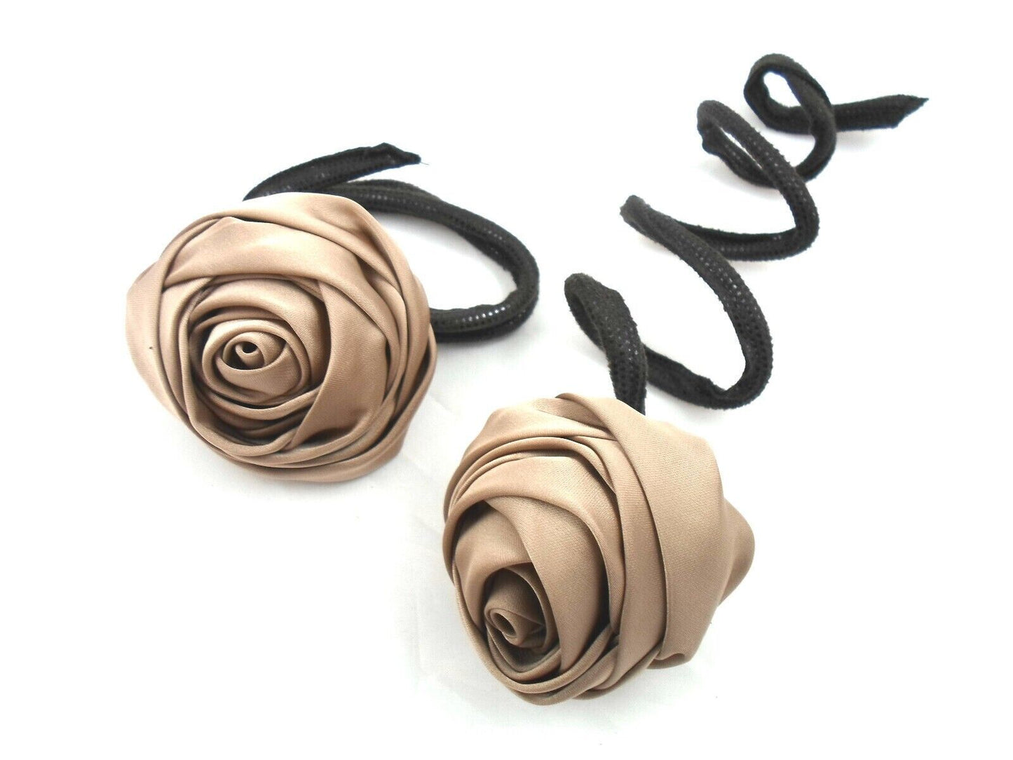 Bronze Gold Nylon Rose Flower Hair Decoration Flexible Wedding Party Clip